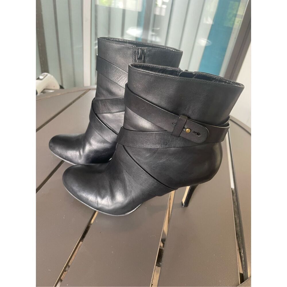 Coke Haan  Leather Stilleto mid ankle booties Black Size 6 B - Picture 9 of 15